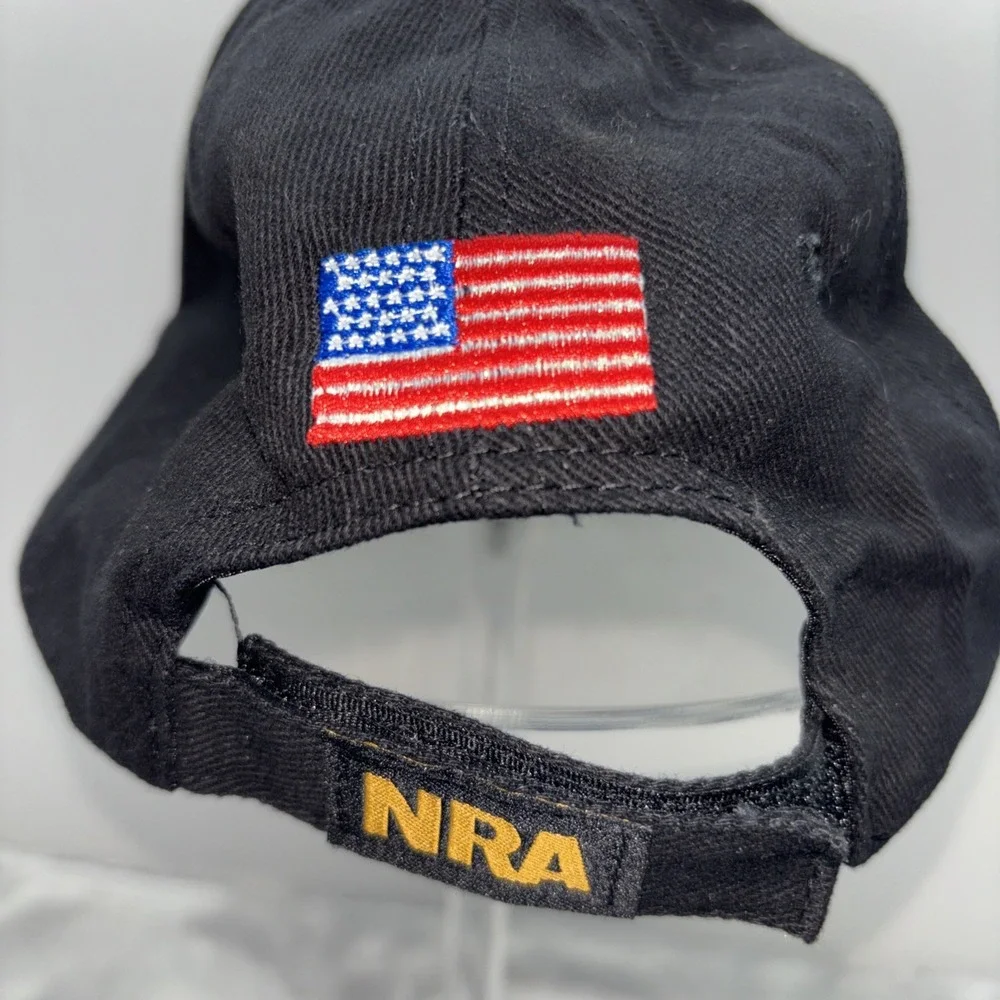 NRA Baseball Cap Strapback Hat Logo Gun America USA Rifle Black Gold Flag